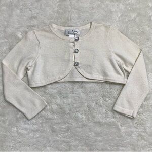 New Janie and Jack Special Occasion Girl's White Cropped Cardigan 18-24 Months